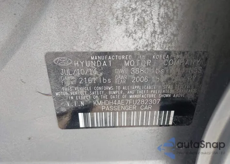 2015 Hyundai Elantra Limited from USA, damaged, VIN KMHDH4AE7FU282307